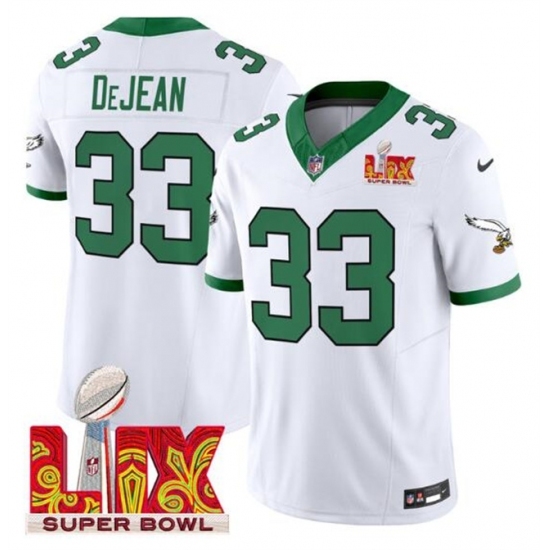Men's Philadelphia Eagles #33 Cooper DeJean White 2025 Super Bowl LIX F.U.S.E. Vapor Untouchable Limited Stitched Football Jersey