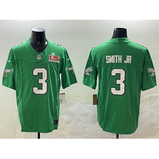 Men's Philadelphia Eagles #3 Nolan Smith Jr. Green 2025 Super Bowl LIX F.U.S.E. Throwback Vapor Untouchable Limited Stitched Football Jersey