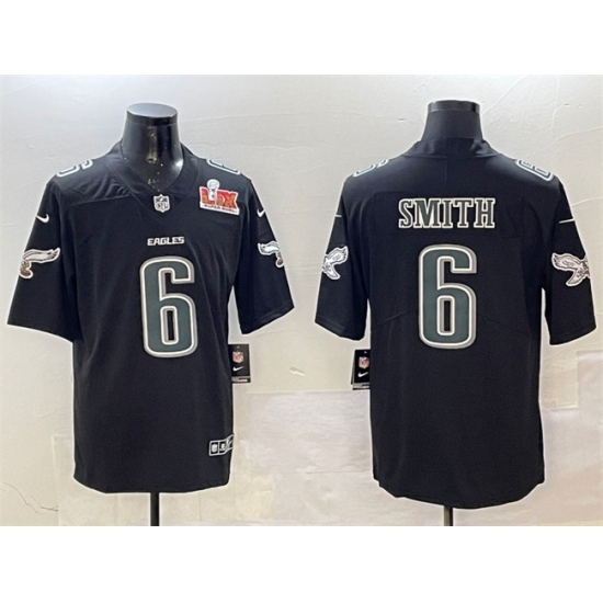 Men's Philadelphia Eagles #6 DeVonta Smith Black 2025 Super Bowl LIX Fashion New Vapor Untouchable Limited Stitched Football Jersey