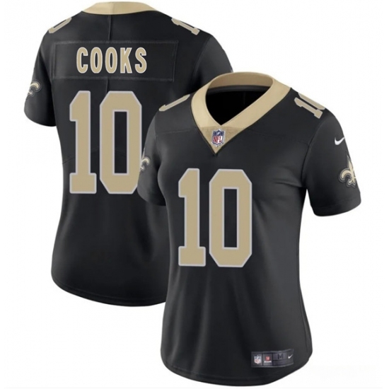 Women's New Orleans Saints #10 Brandin Cooks Black 2025 Vapor Limited Football Stitched Jersey(Run Small)