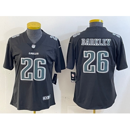 Women's Philadelphia Eagles #26 Saquon Barkley Black Fashion Vapor Untouchable Limited Football Stitched Jersey(Run Small)