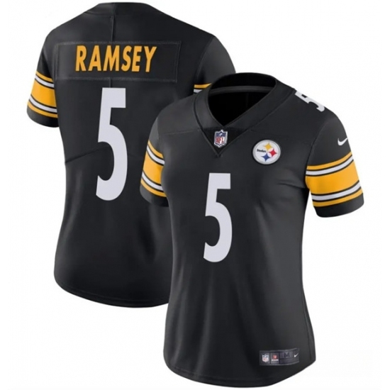 Women's Pittsburgh Steelers #5 Jalen Ramsey Black 2025 Vapor Untouchable Limited Football Stitched Jersey(Run Small)