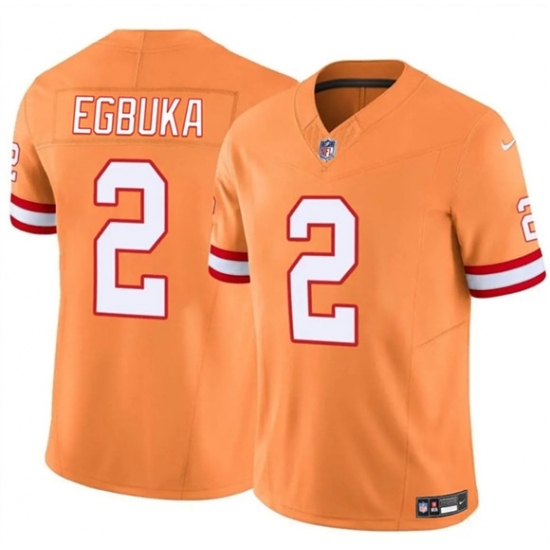 Men's Tampa Bay Buccaneers #2 Emeka Egbuka Orange 2025 Draft F.U.S.E. Throwback Limited Football Stitched Jersey