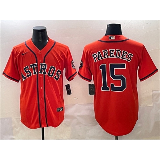 Men's Houston Astros #15 Isaac Paredes Orange Cool Base Stitched Baseball Jersey