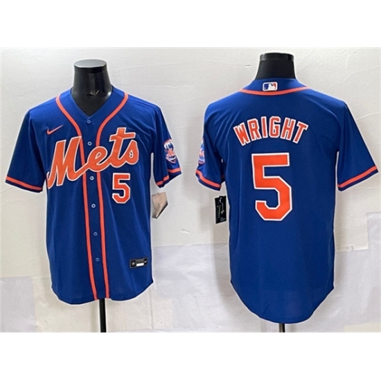 Men's New York Mets #5 David Wright Blue Cool Base Stitched Baseball Jersey