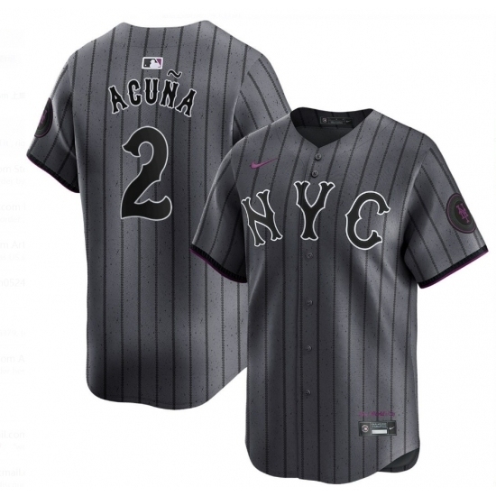 Men's New York Mets Acuna #2 City Connect Stitched MLB Jersey