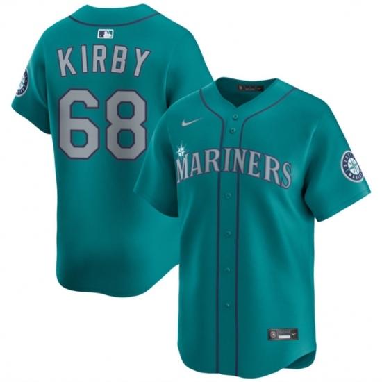 Men's Seattle Mariners #68 George Kirby Aqua Limited Stitched Baseball Jersey