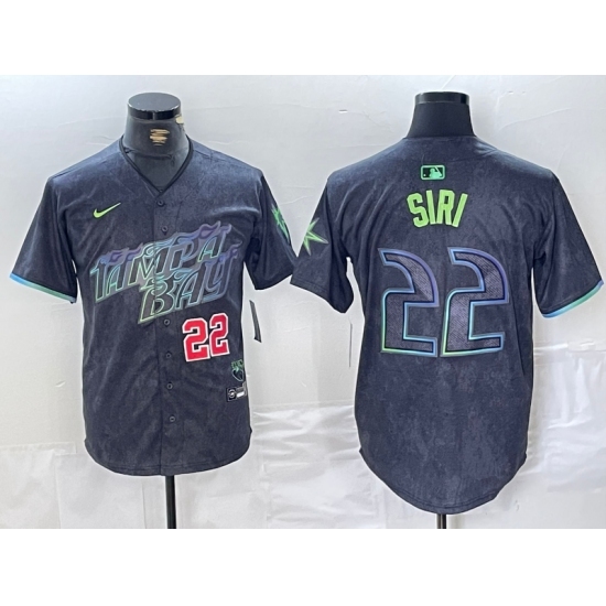 Men's Tampa Bay Rays #22 Jose Siri Number Charcoal 2024 City Connect Limited Stitched Jerseys