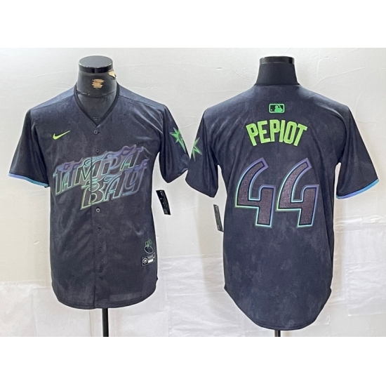Men's Tampa Bay Rays #44 Ryan Pepiot Charcoal 2024 City Connect Limited Cool Base Jersey