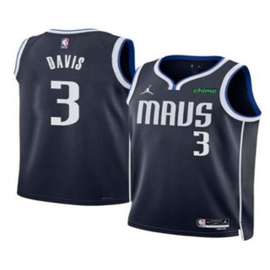 Men's Dallas Mavericks #3 Anthony Davis Navy 2025 Statement Edition Stitched Jersey