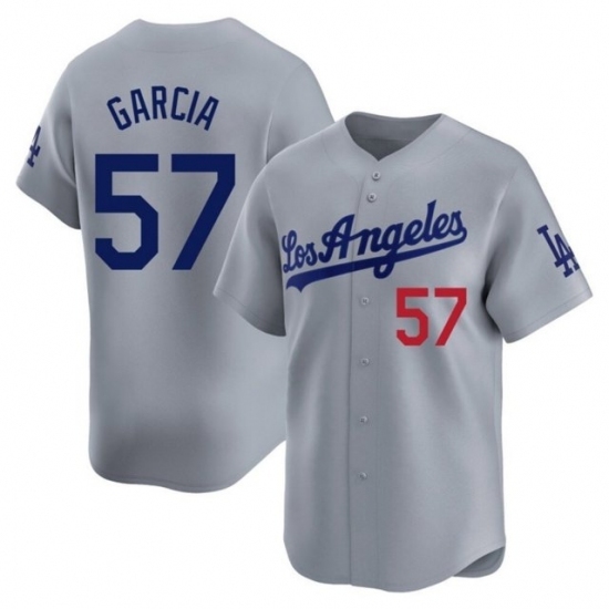 Men's Los Angeles Dodgers #57 Luis Garcia Grey Cool Base Stitched Baseball Jersey1