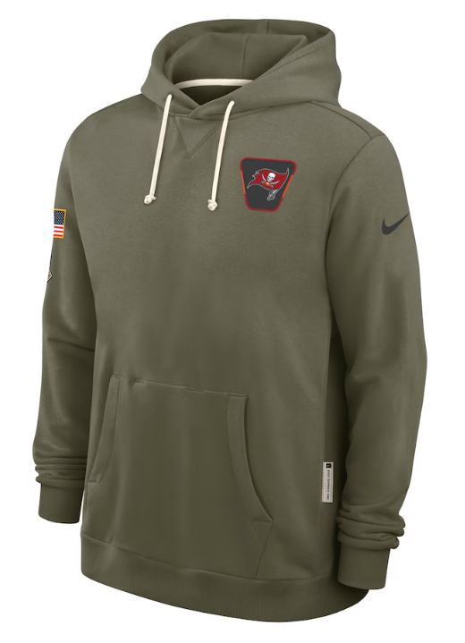 Men's Tampa Bay Buccaneers Nike Olive 2025 Salute to Service Sideline Standard Issue Dri-FIT Hoodie