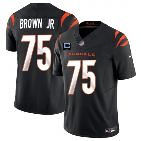 Men's Cincinnati Bengals #75 Orlando Brown Jr Black 2025 F.U.S.E. With 2-Star C Vapor Untouchable Limited Stitched Football Jersey
