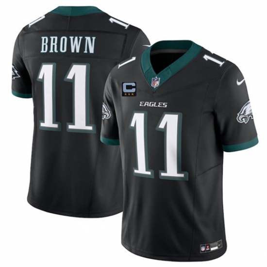 Men's Philadelphia Eagles #11 A.J. Brown Black 2025 F.U.S.E. With 3-Star C Vapor Untouchable Limited Football Stitched Jersey
