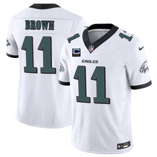 Men's Philadelphia Eagles #11 A.J. Brown White 2025 F.U.S.E. With 3-Star C Vapor Untouchable Limited Football Stitched Jersey