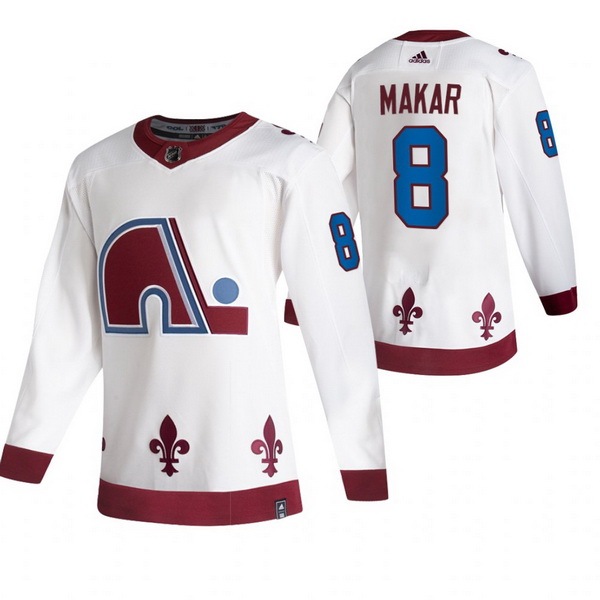 Men Colorado Avalanche #8 Cale Makar White Stanley Cup Final Patch Reverse Retro Stitched Jersey