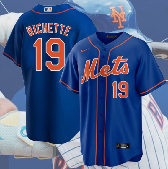 Men New York Mets Nike Bo Bichette #19 BlueStitched Player Jersey