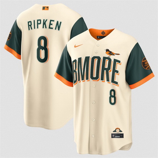Men Baltimore Orioles #8 Cal Ripken Jr Natural 2026 City Connect Stadium Stitched Baseball Jersey