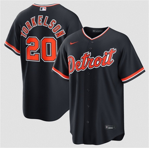 Men Detroit Tigers #20 Spencer Torkelson Navy Alternate Stitched Baseball Jersey
