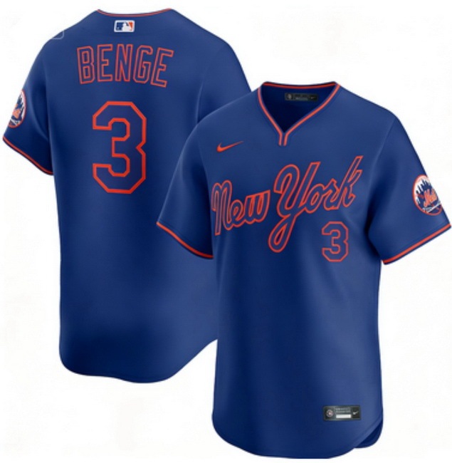 Men New York Mets #3 Carson Benge Nike Blue Home Stitched Player Jersey