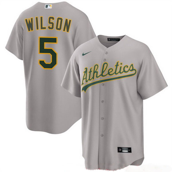 Men Oakland Athletics #5 Jacob Wilson Grey 2024 Away Limited Stitched Jersey