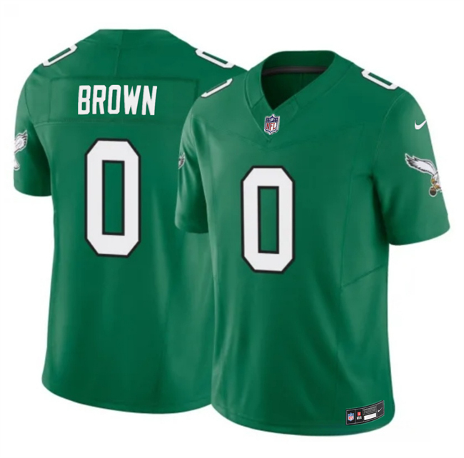 Men Philadelphia Eagles #0 Hollywood Brown Kelly Green 2026 F U S E Throwback Vapor Untouchable Limited Stitched Football Jersey
