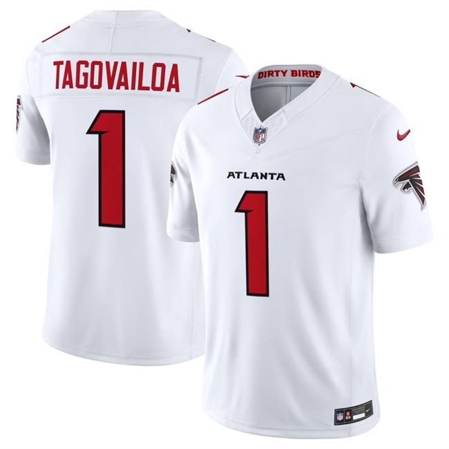 Men Atlanta Falcons 1 Tua Tagovailoa White 2026 New F U S E Vapor Untouchable Limited Stitched Football Jersey