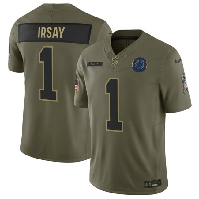 Men Indianapolis Colts 1 Jim Irsay Olive 2025 F U S E Salute to Service Limited Stitched Football Jersey