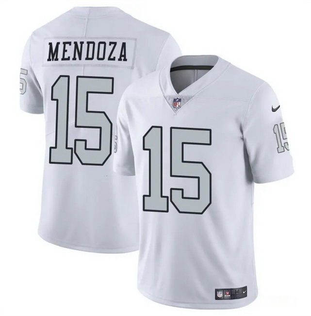 Men Las Vegas Raiders 15 Fernando Mendoza White 2026 Draft Color Rush Vapor Untouchable Limited Stitched Football Jersey