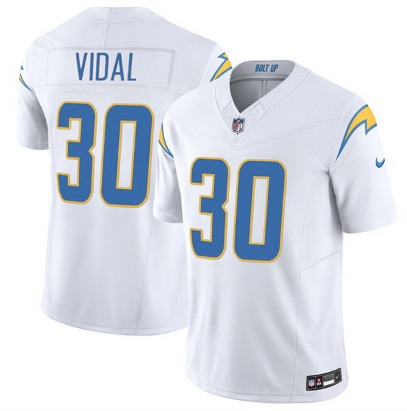 Men Los Angeles Chargers 30 Kimani Vidal White 2026 F U S E Vapor Limited Stitched Football Jersey