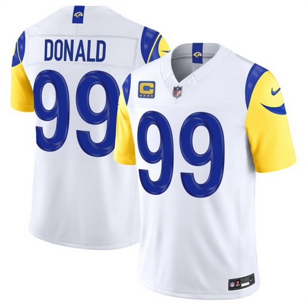 Men Los Angeles Rams 99 Aaron Donald White 2026 F U S E 4 Star C Patch Vapor Limited Stitched Football Jersey