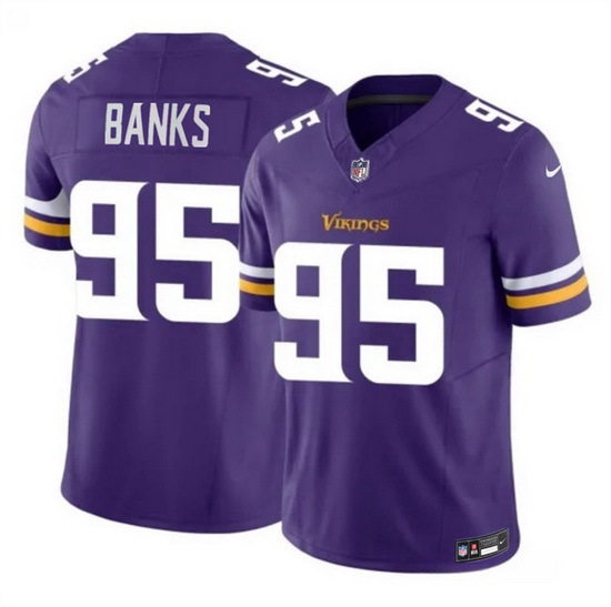 Men Minnesota Vikings 95 Caleb Banks Purple 2026 Draft F U S E Vapor Untouchable Limited Stitched Jersey