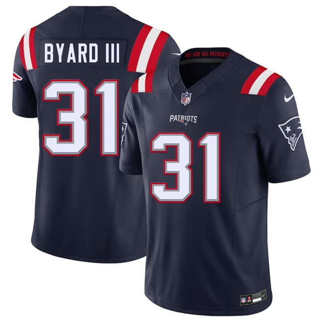 Men New England Patriots 31 Kevin Byard III Navy 2026 F U S E Vapor Limited Stitched Football Jersey