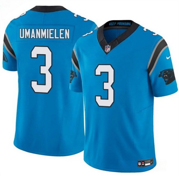 Men Carolina Panthers 3 Princely Umanmielen Blue 2025 F U S E Vapor Limited Stitched Football Jersey