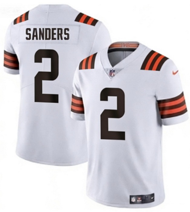 Men Cleveland Browns Nike 2 Shedeur Sanders White Stitched NFL Jersey