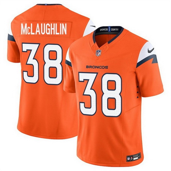 Men Denver Broncos 38 Jaleel McLaughlin Orange 2025 F U S E Vapor Limited Stitched Football Jersey