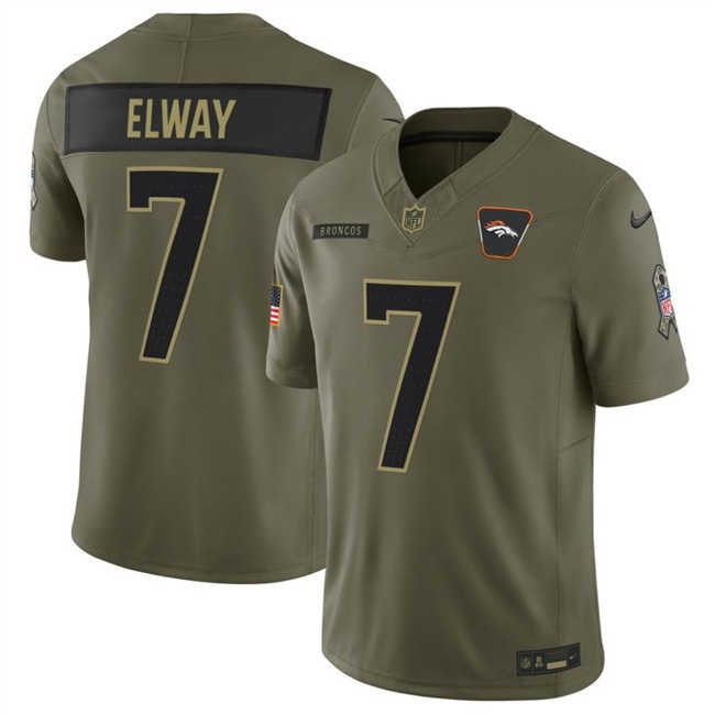 Men Denver Broncos 7 John Elway Olive 2025 F U S E Salute to Service Limited Stitched Football Jersey