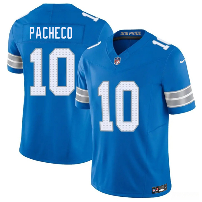 Men Detroit Lions 10 Isiah Pacheco Blue 2026 F U S E Vapor Limited Stitched Jersey