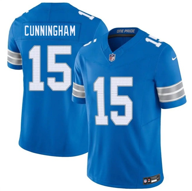 Men Detroit Lions 15 Malik Cunningham Blue 2026 F U S E Vapor Limited Stitched Jersey