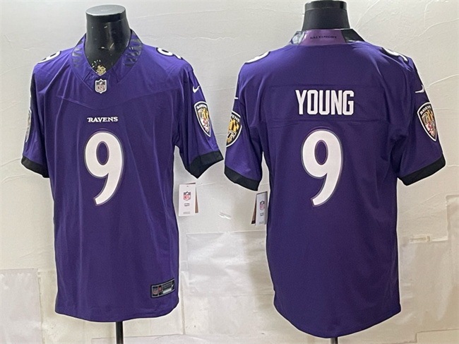 Men Baltimore Ravens 9 Zion Young Purple 2026 F U S E Vapor Stitched Limited Football Jersey