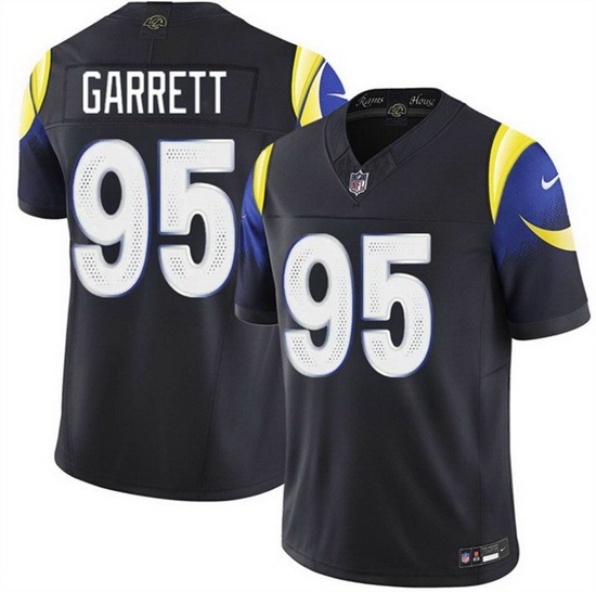Men Los Angeles Rams 95 Myles Garrett Black 2025 F U S E Rivalries Vapor Limited Stitched Football Jersey