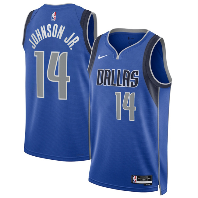 Men Dallas Mavericks #14 Morez Johnson Jr Blue 2026 Draft Icon Edition Stitched Basketball Jersey