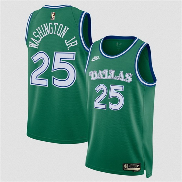Men Dallas Mavericks #25 P J Washington Green 2025 Classic Edition Stitched Basketball Jersey