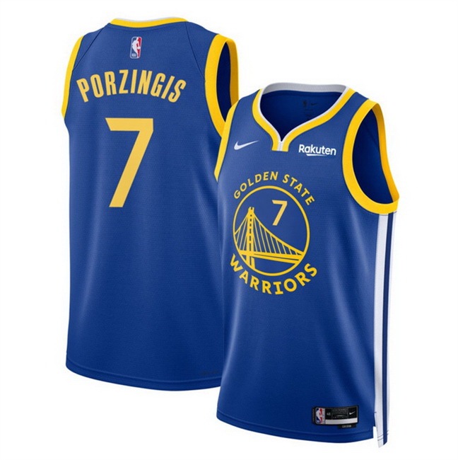 Men Golden State Warriors #7 Kristaps Porzingis Blue 2026 Icon Edition Stitched Basketball Jersey