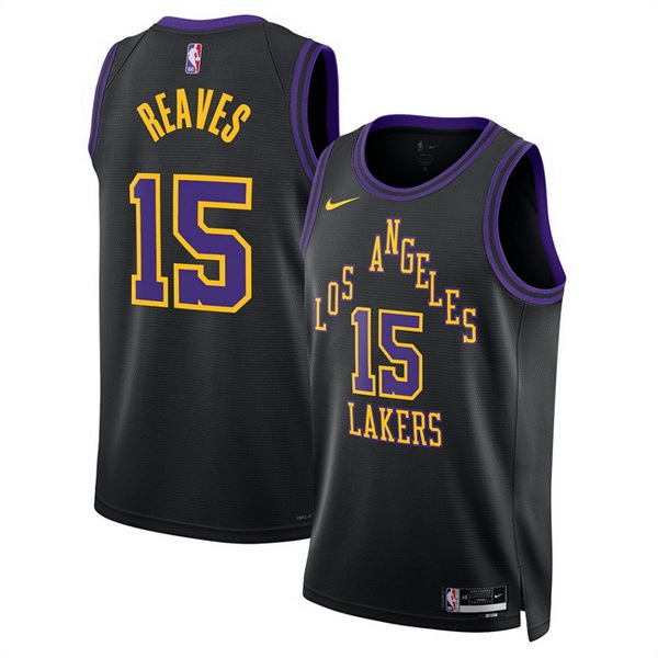Men Los Angeles Lakers #15 Austin Reaves Black 2025 26 City Edition Stitched Basketball Jersey