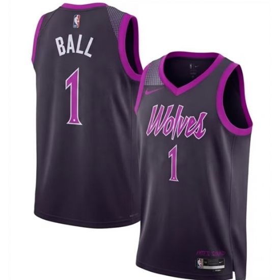 Men Minnesota Timberwolves #1 LaMelo Ball 2026 Purple City Edition Stitched Jersey