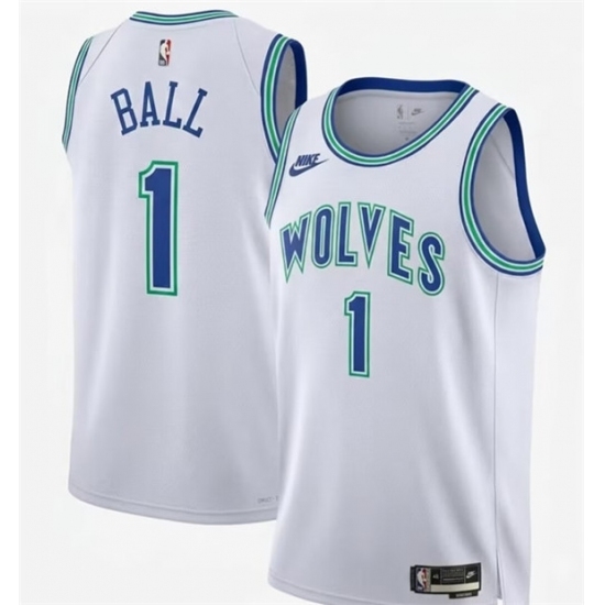 Men Minnesota Timberwolves #1 LaMelo Ball 2026 White Classic Edition Stitched Jersey