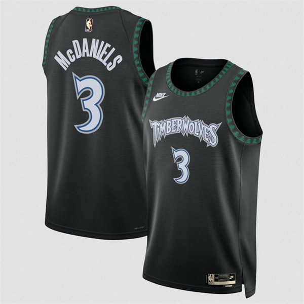 Men Minnesota Timberwolves #3 Jaden McDaniels Black 2025 Classic Edition Stitched Jersey