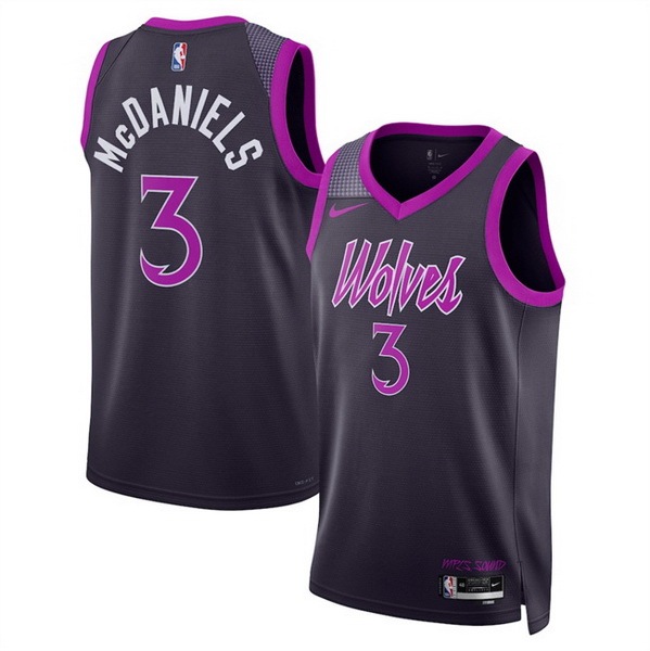 Men Minnesota Timberwolves #3 Jaden McDaniels Purple 2025 26 City Edition Stitched Jersey