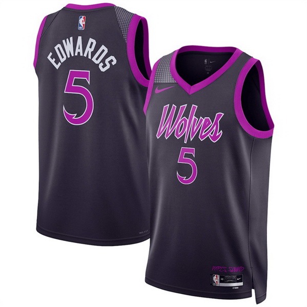Men Minnesota Timberwolves #5 Anthony Edwards Purple 2025 26 City Edition Stitched Jersey